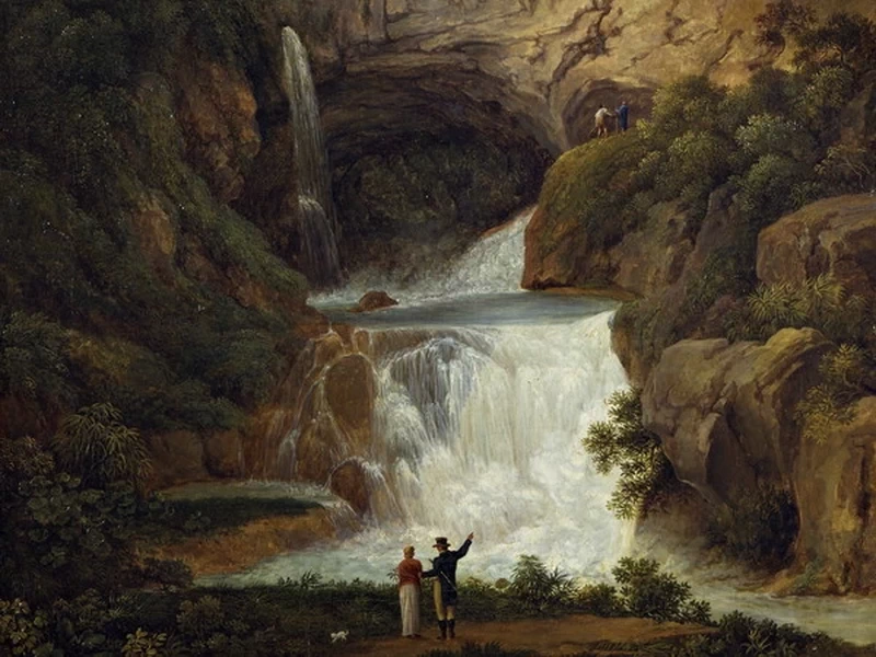 Veduta delle cascatelle di Tivoli - Legato Valorani, 1853. Pinacoteca Nazionale di Bologna, dettaglio